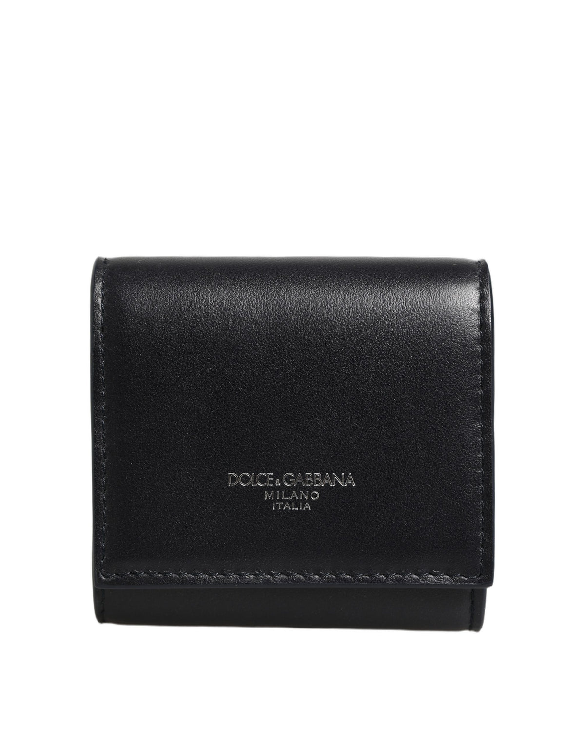 Dolce & Gabbana Brieftasche aus schwarzem Kalbsleder mit Logo-Print und Münzfach