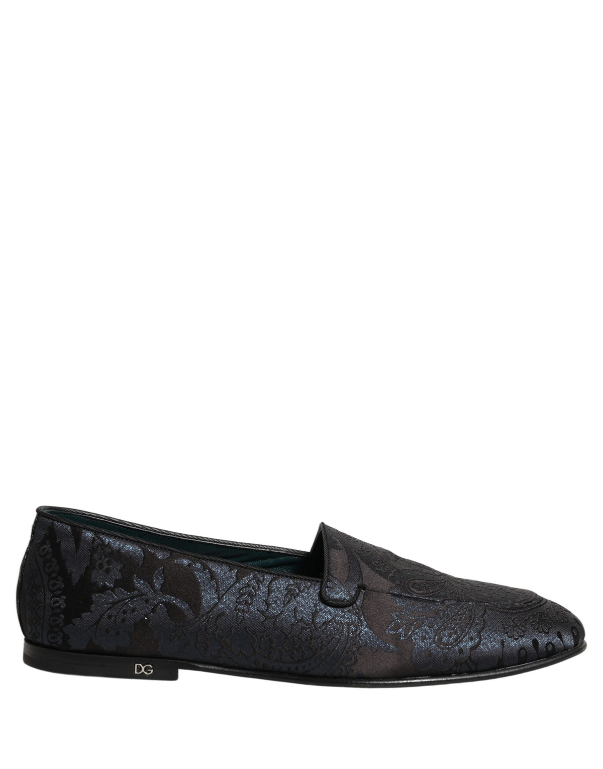Dolce & Gabbana Silberne Jacquard-Loafer aus Leder zum Hineinschlüpfen