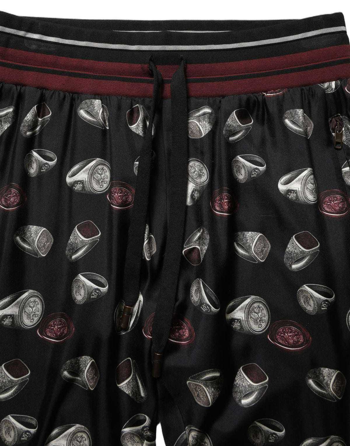 Dolce & Gabbana Jogginghose aus Seide mit Ring-Print in Schwarz