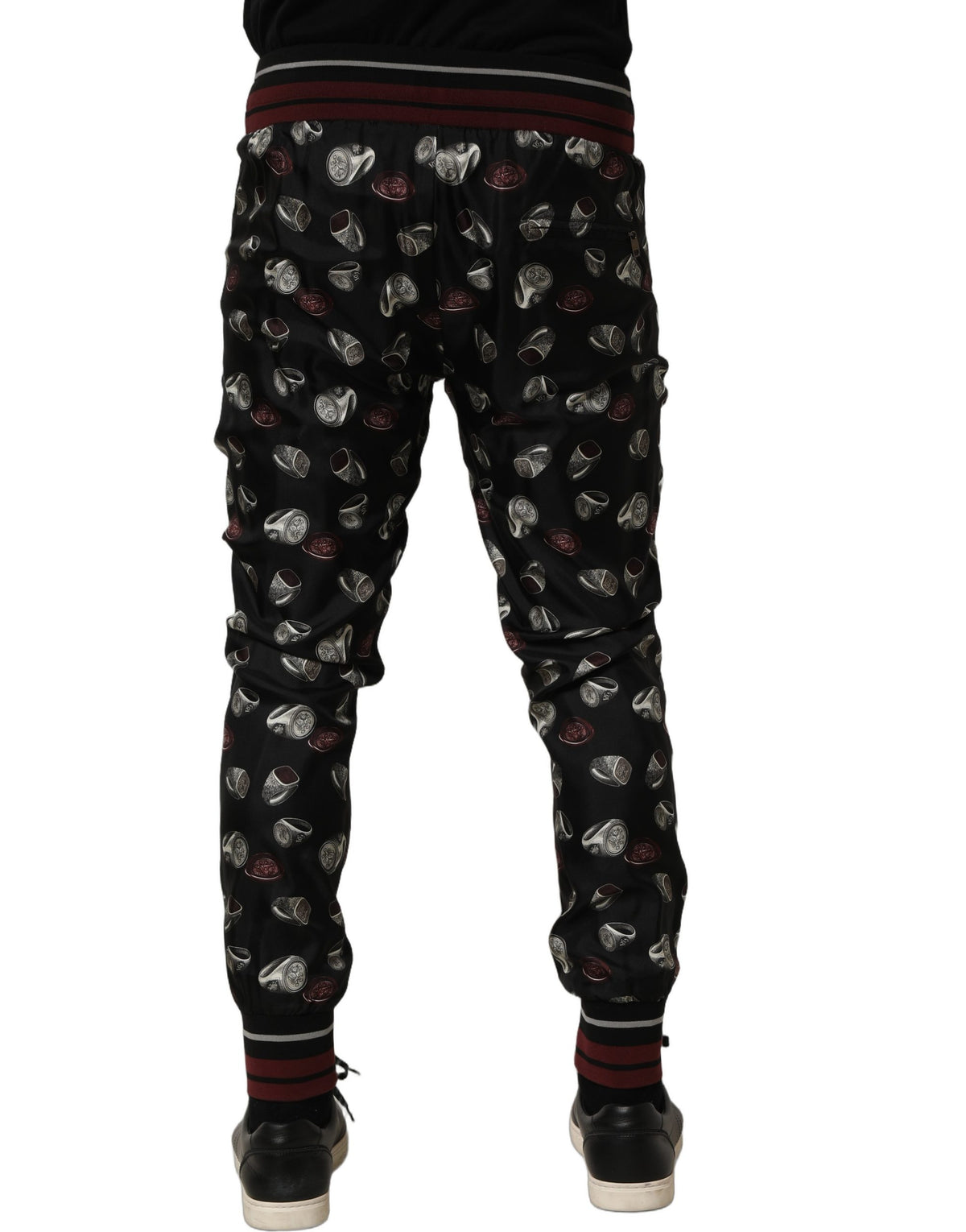Dolce & Gabbana Jogginghose aus Seide mit Ring-Print in Schwarz