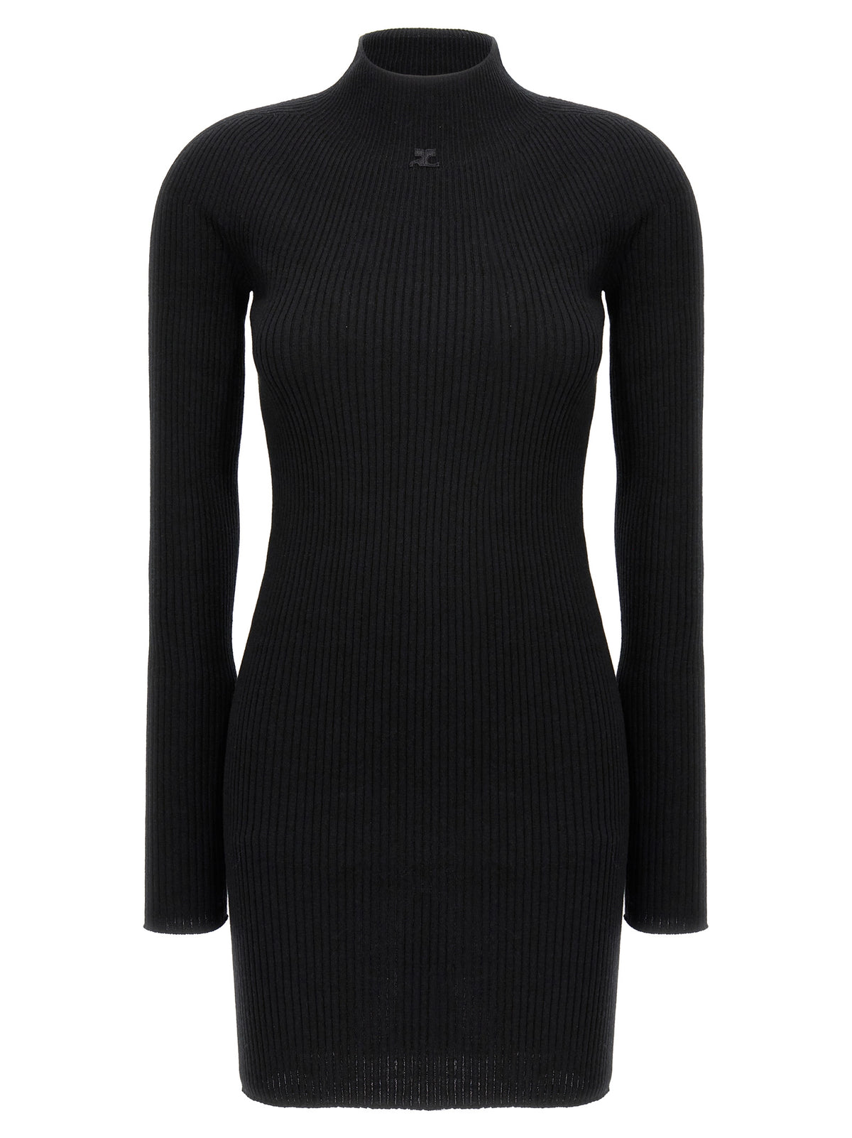 Courrèges Schwarzes kurzes Baumwollkleid