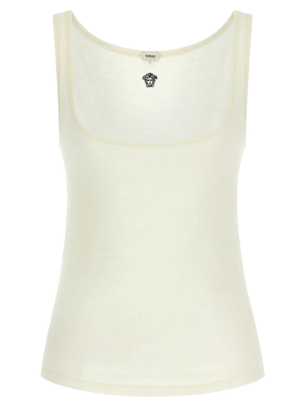 Versace Ärmelloses T-Shirt aus weißer Schurwolle