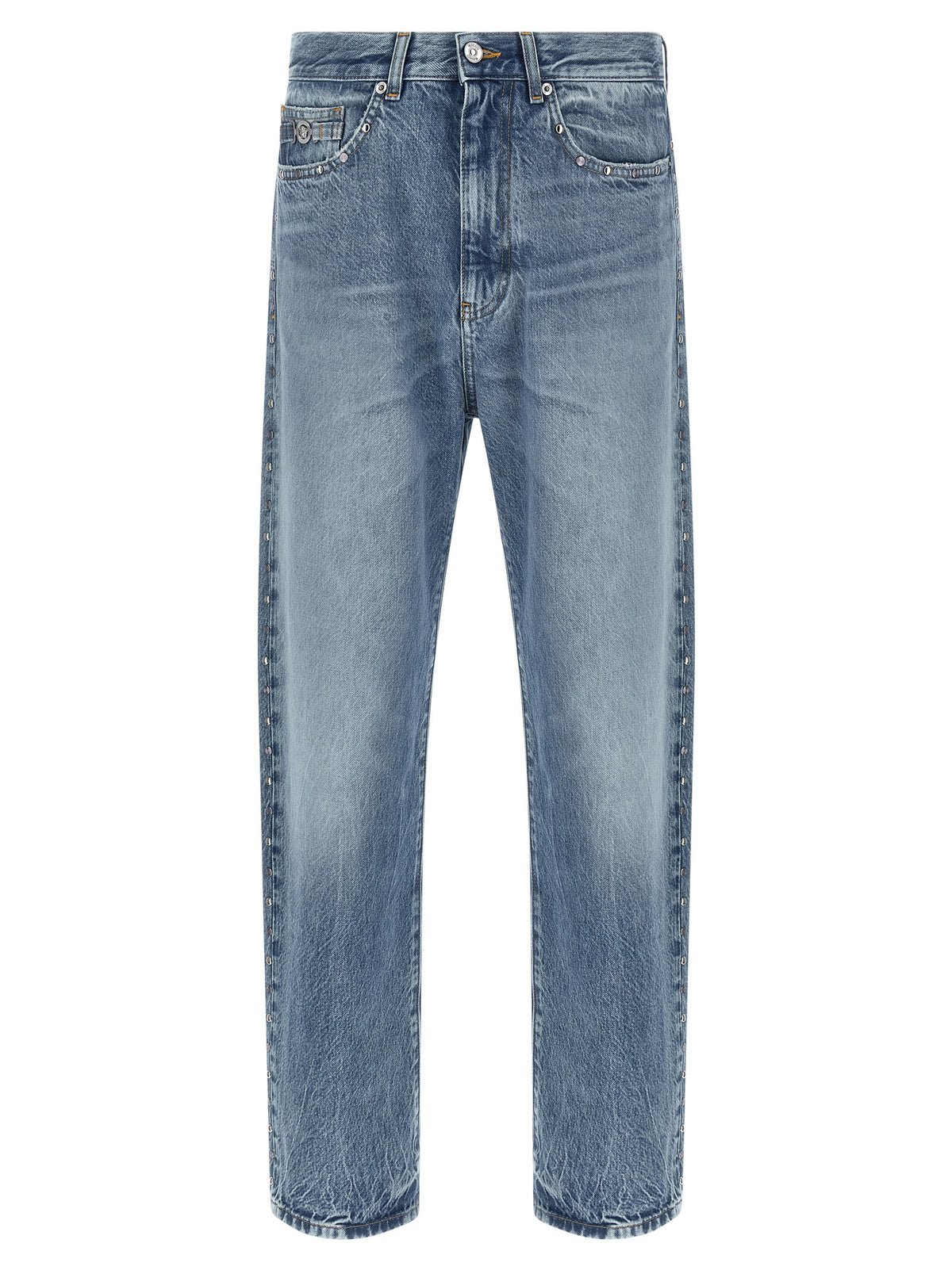 Versace Blaue Jeans aus Baumwolle im geraden Schnitt