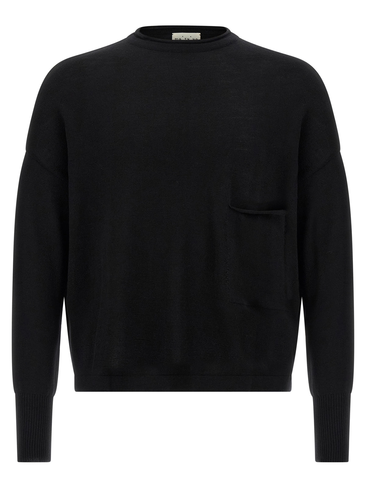 MA'RY'YA Schwarzer Cardigan aus Schurwolle