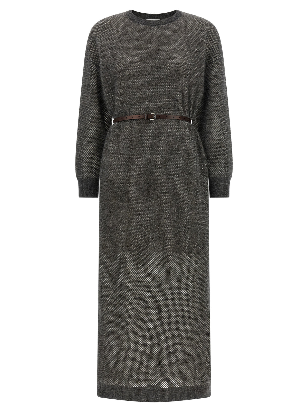 Brunello Cucinelli Graues Wollkleid Midi