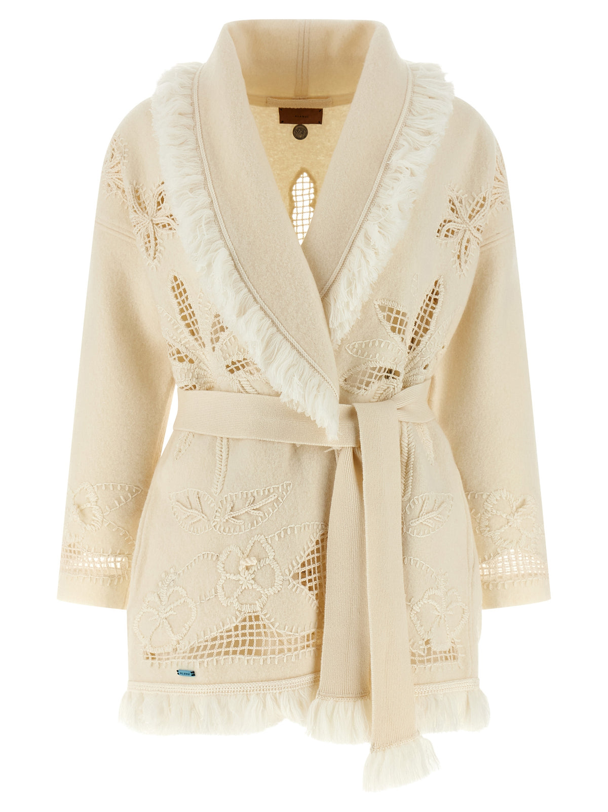 Alanui Weiße Strickjacke aus reiner Schurwolle