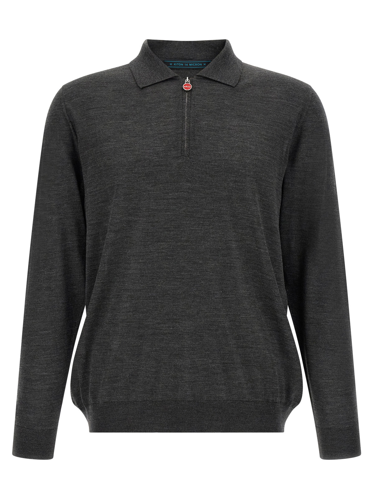Kiton Graues Woll-Poloshirt