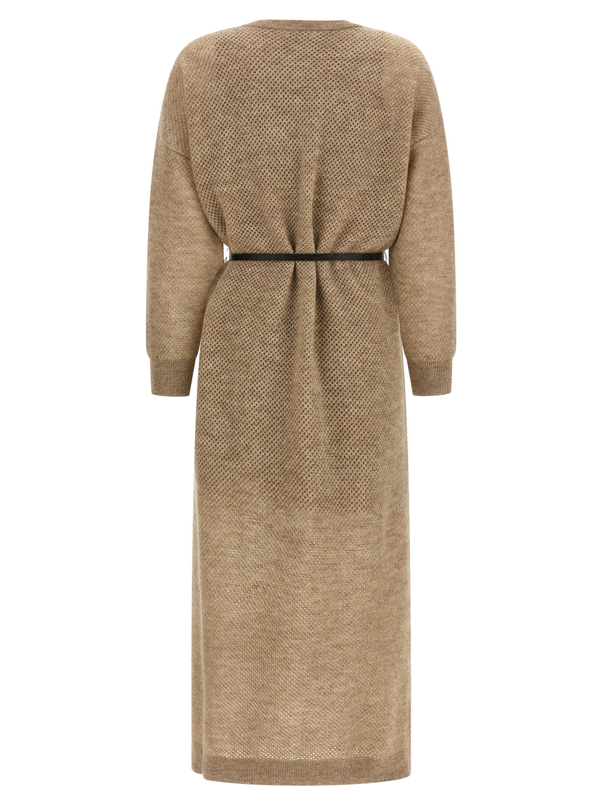 Brunello Cucinelli Beige Wollkleid Midi