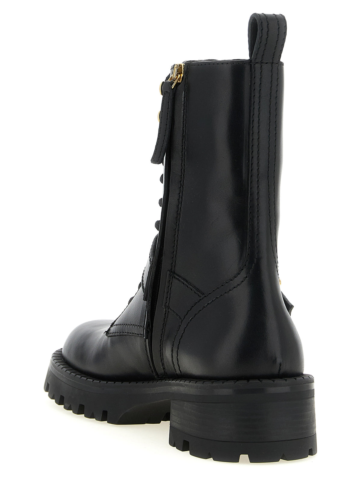 Versace Schwarze Schnürstiefel aus Kalbsleder