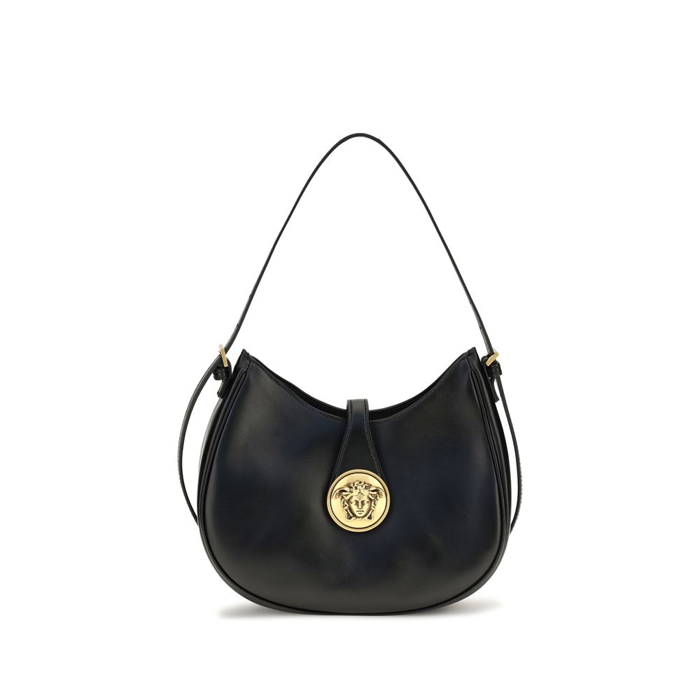 Versace Schwarze Bos Taurus Kalbsleder Schultertasche