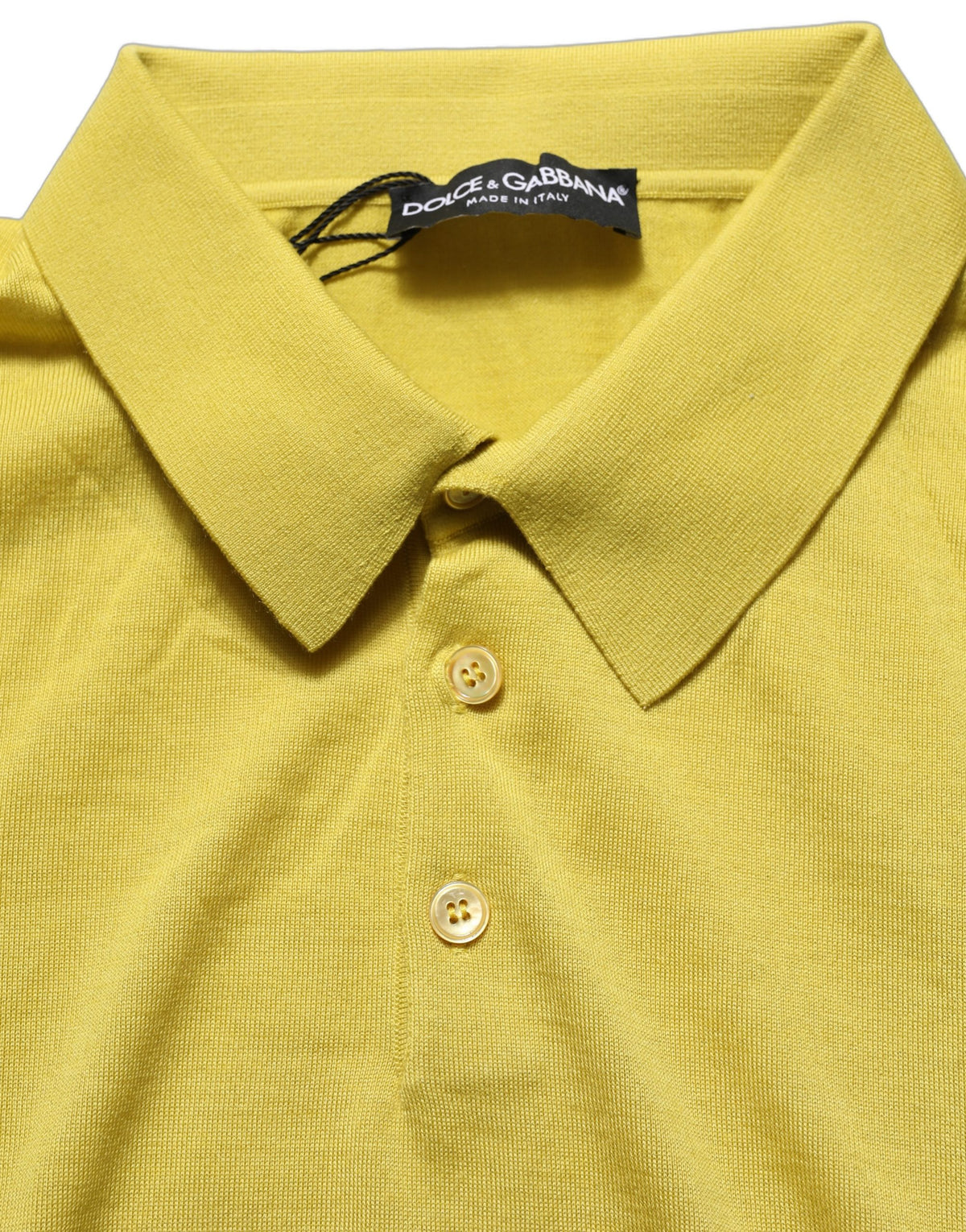 Dolce & Gabbana Gelbes Kaschmir-Poloshirt mit kurzen Ärmeln