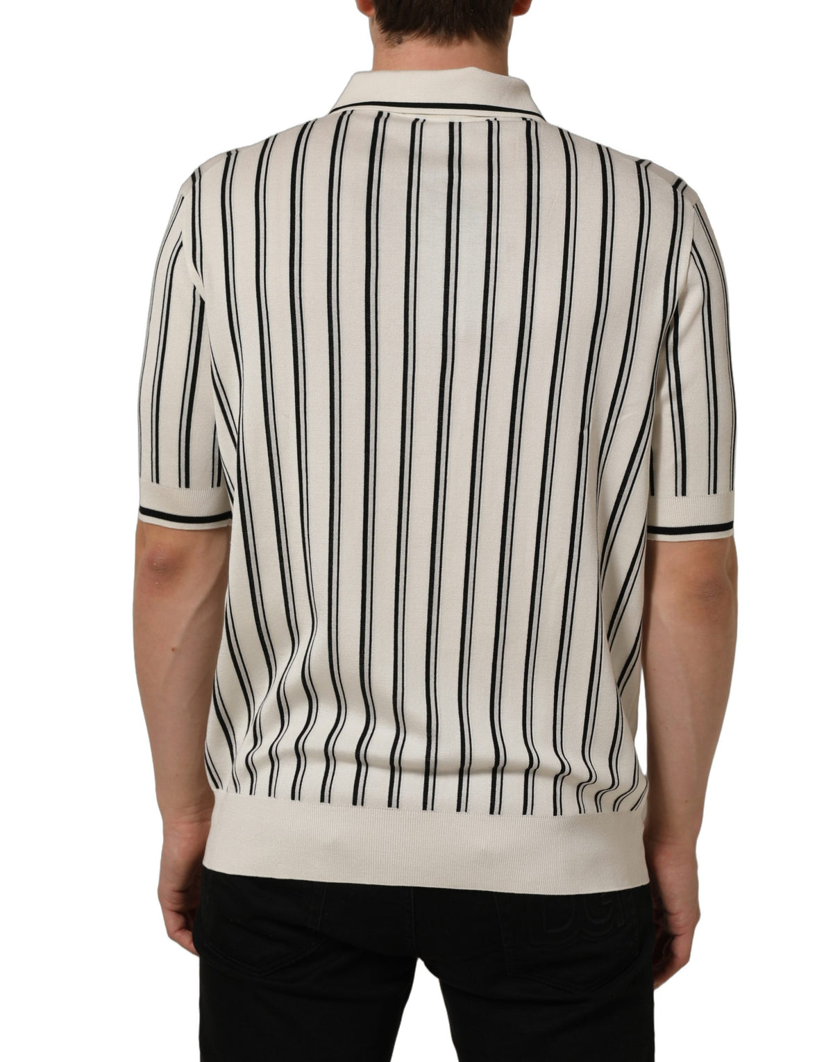 Dolce & Gabbana Polo-Shirt mit Kragen und schwarz-weißen Streifen