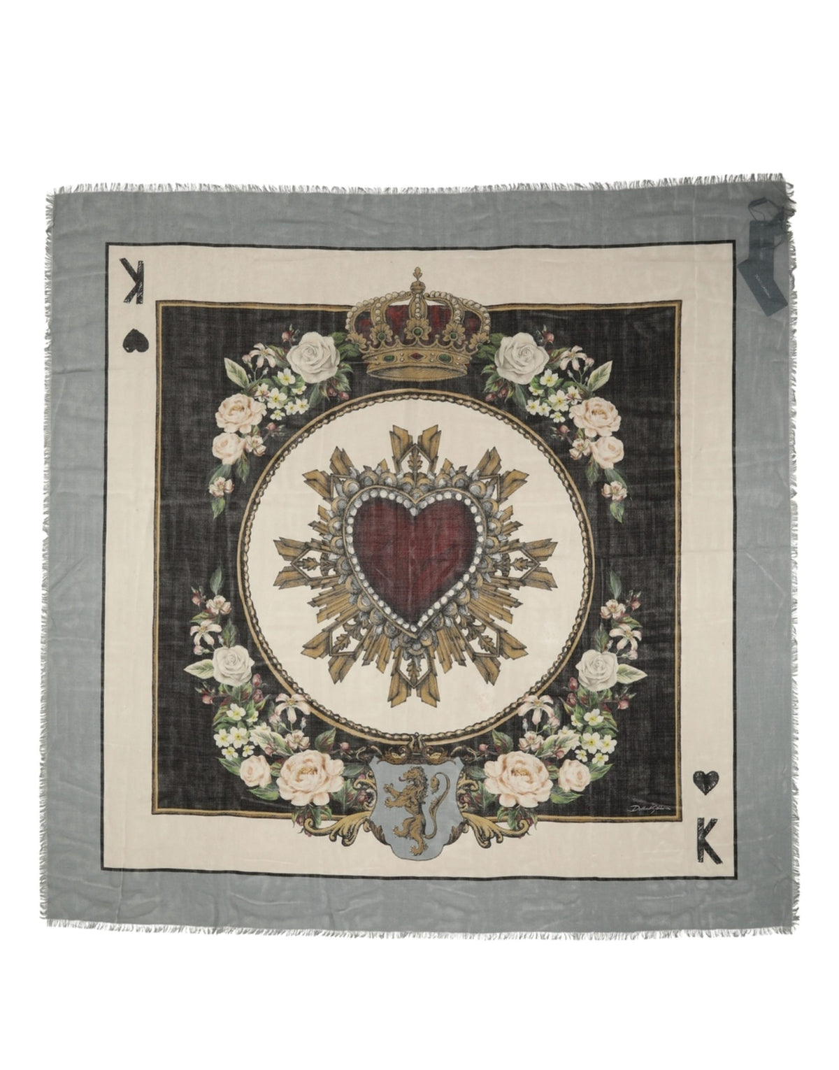 Dolce & Gabbana Herren Foulard Schal "King of Hearts" in Multicolor