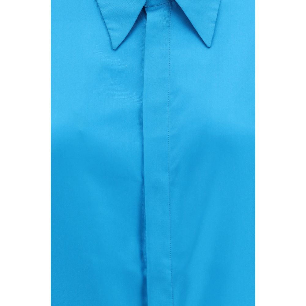 SA SU PHI Blaues Seidenhemd