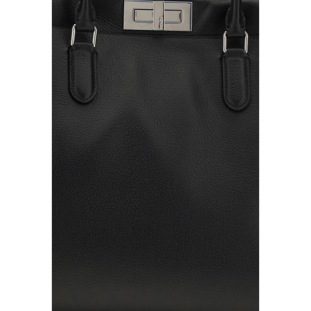 Fendi Schwarze Bos Taurus Kalbsleder Schultertasche
