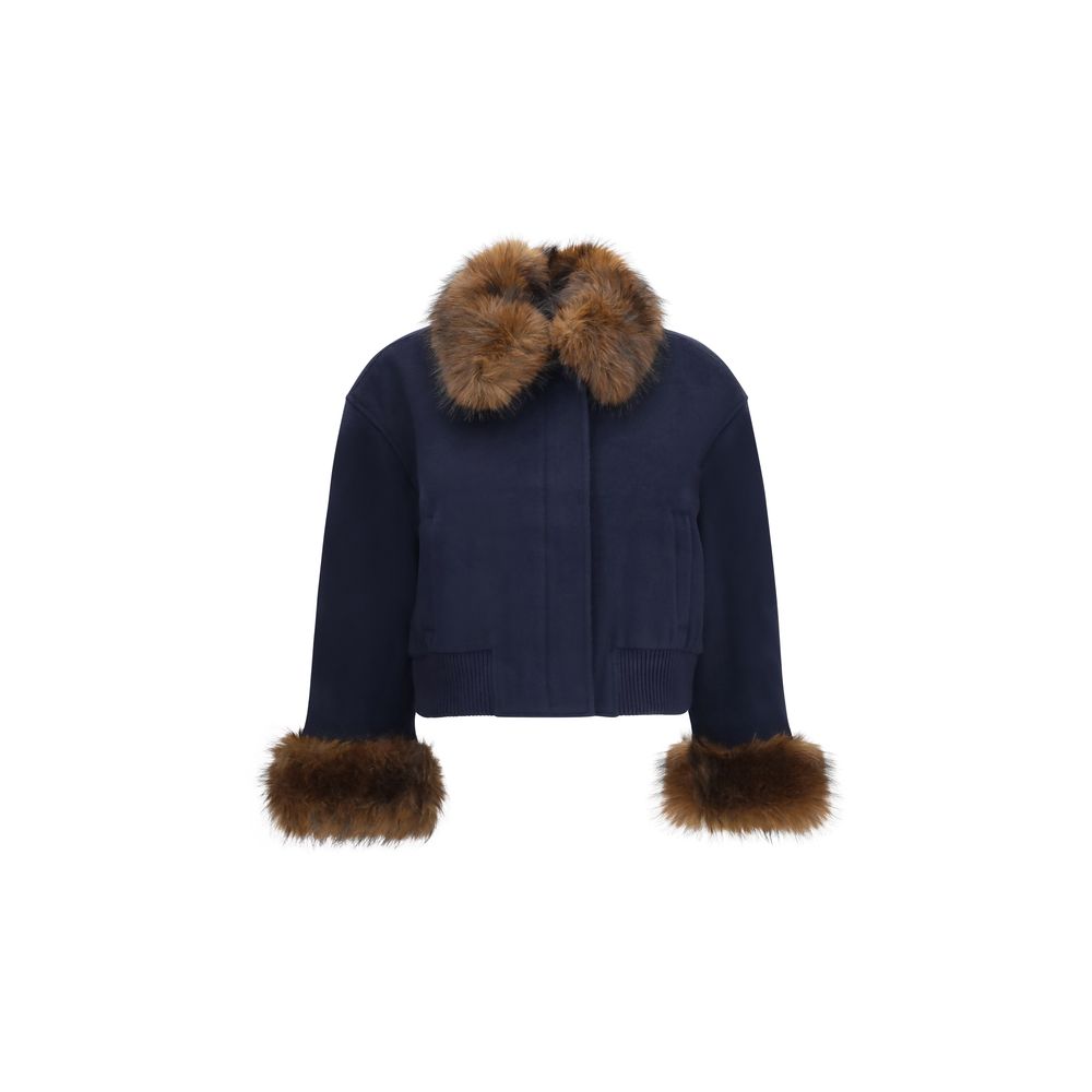 Self-Portrait Blaue Jacke aus Lammwolle Aries