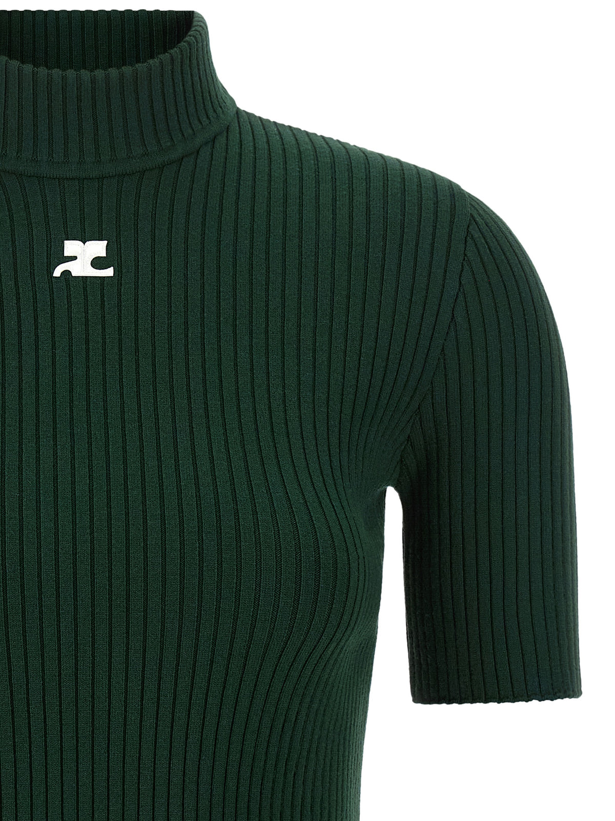 Courrèges Zweifarbiger Viskose-Rollkragenpullover