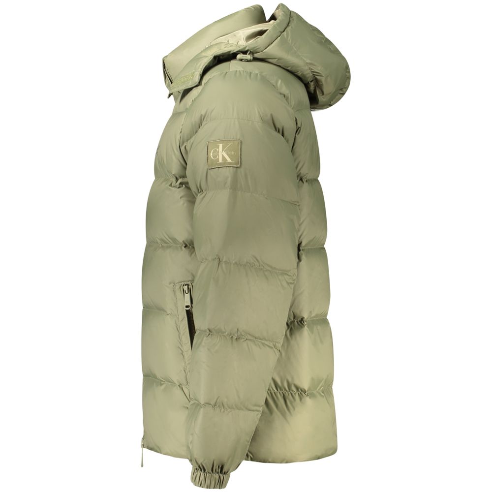 Calvin Klein Grüne Nylon-Jacke in voller Länge