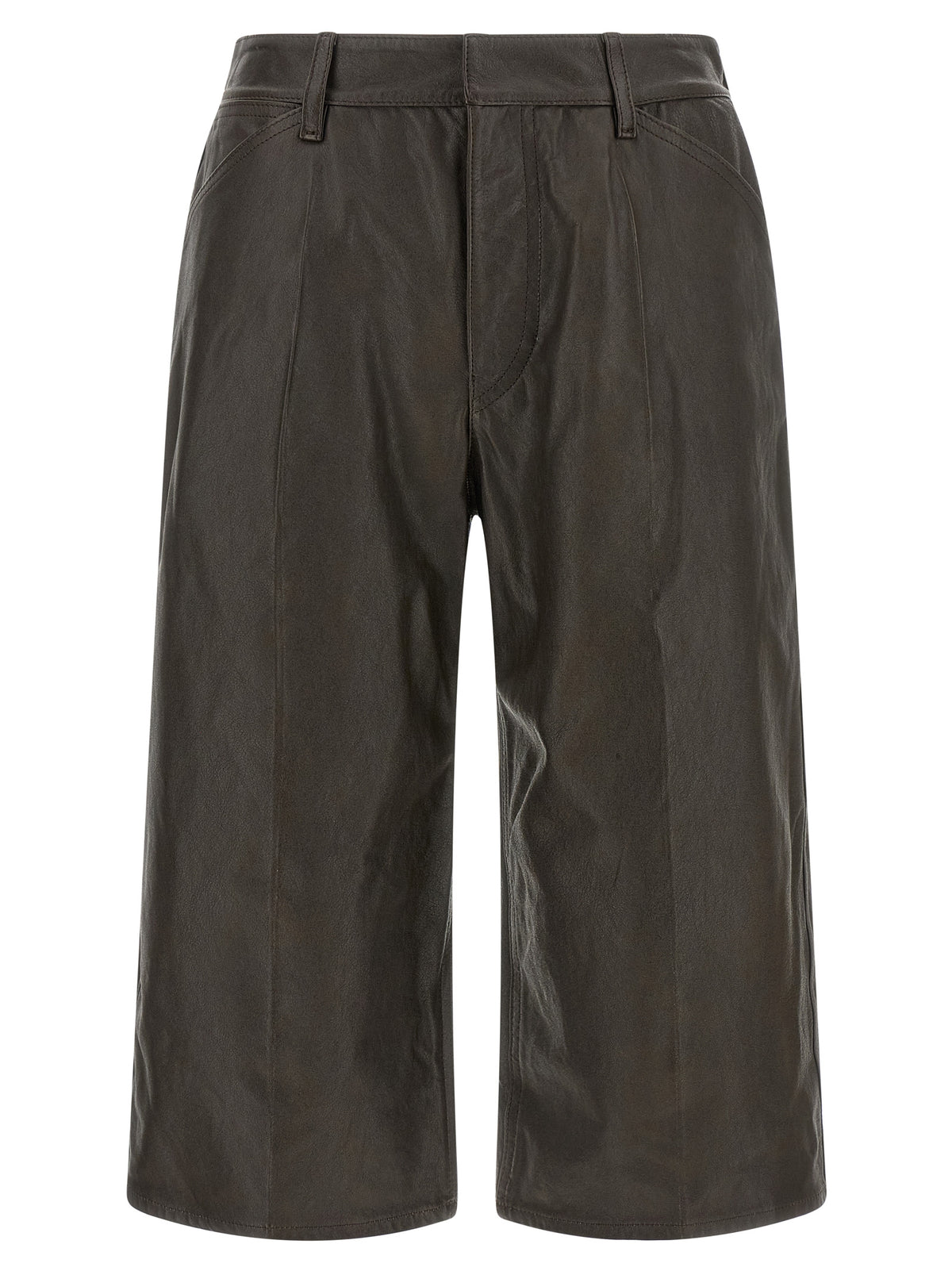 Lemaire Braune Kalbsleder-Bermudashorts