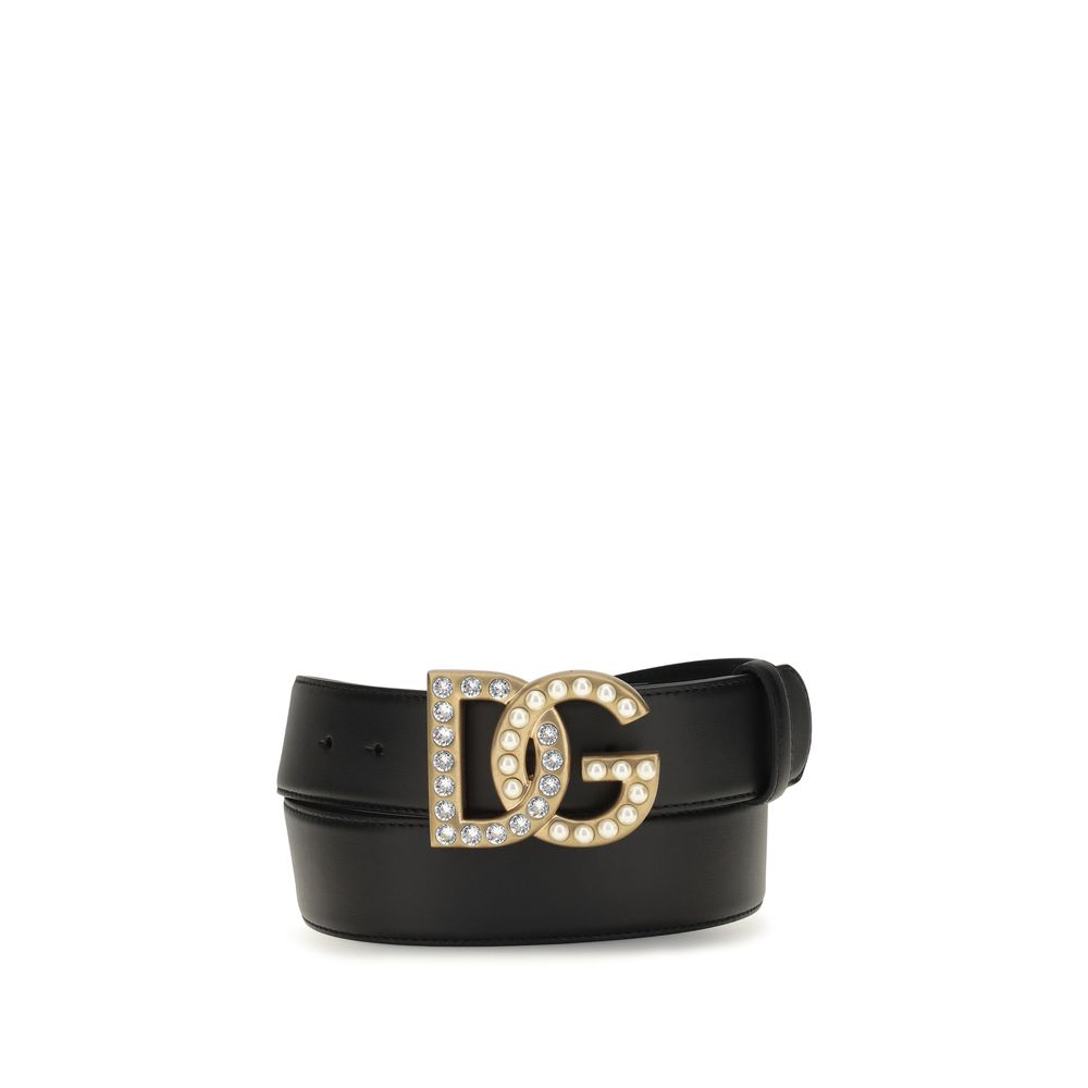 Dolce & Gabbana Schwarzer Kalbsleder Bos Taurus Regular Gürtel