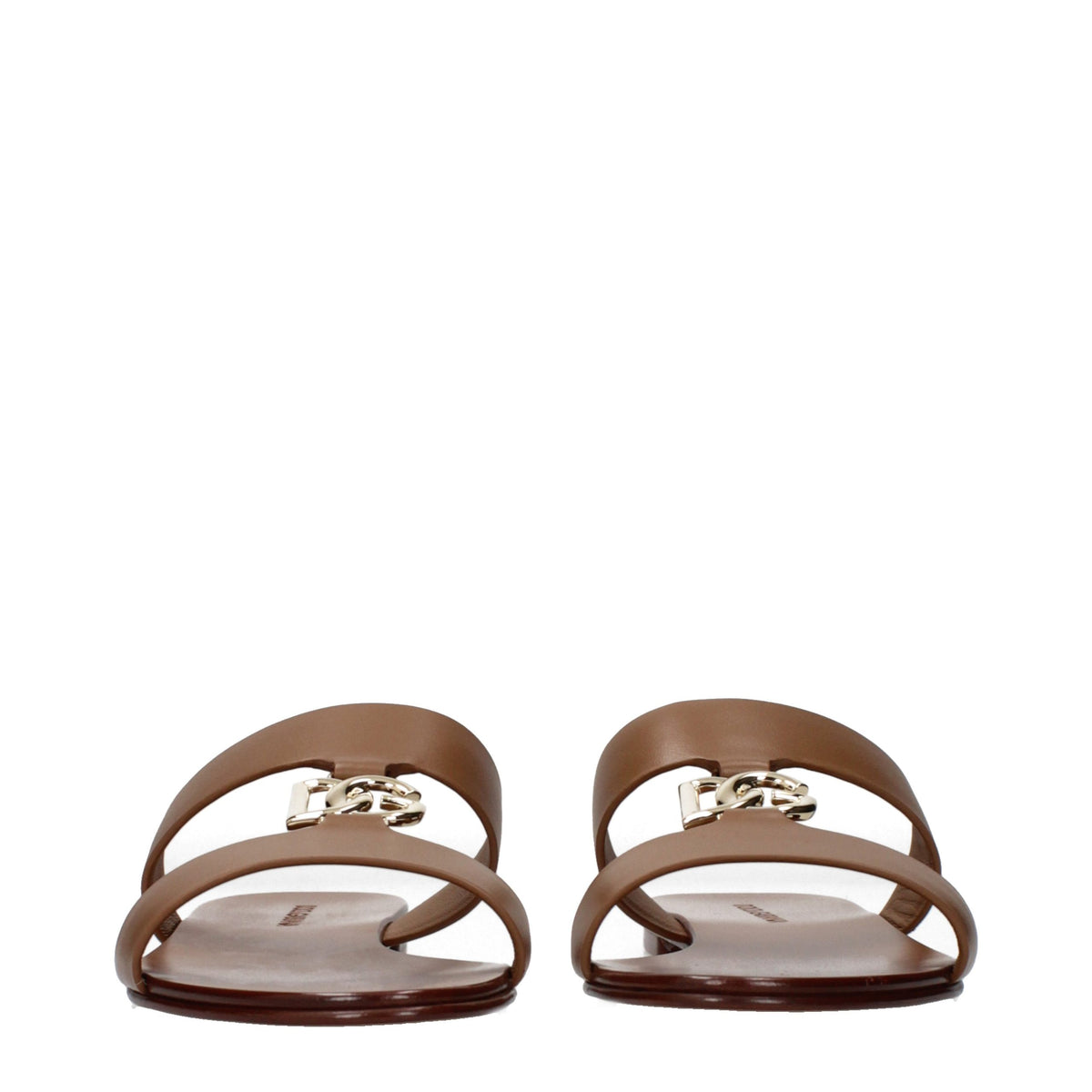 Dolce & Gabbana Braune Leder-Slipper