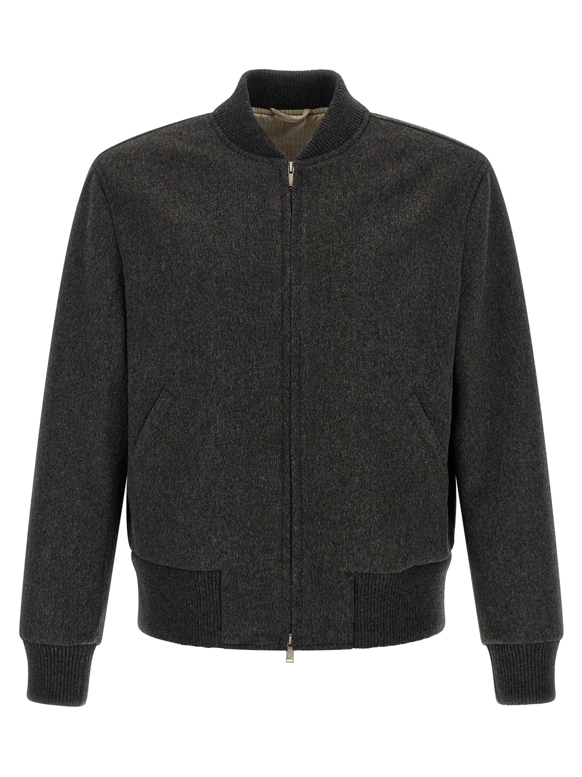 Lardini Grauer Bomber aus reiner Schurwolle