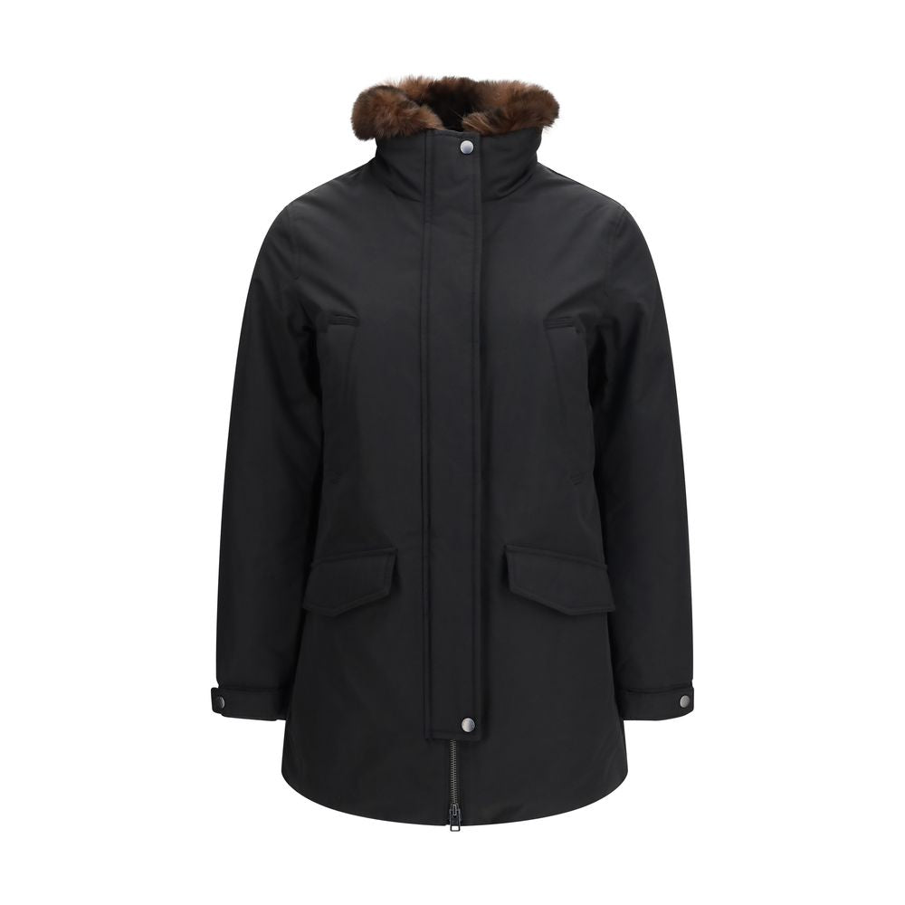 Woolrich Schwarzer Parka aus Baumwolle