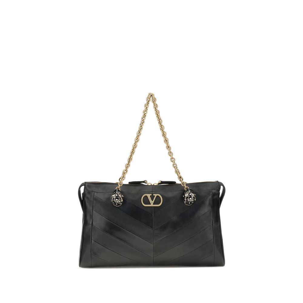 Valentino Garavani Schwarze Napa-Leder / Kalbsleder Schultertasche