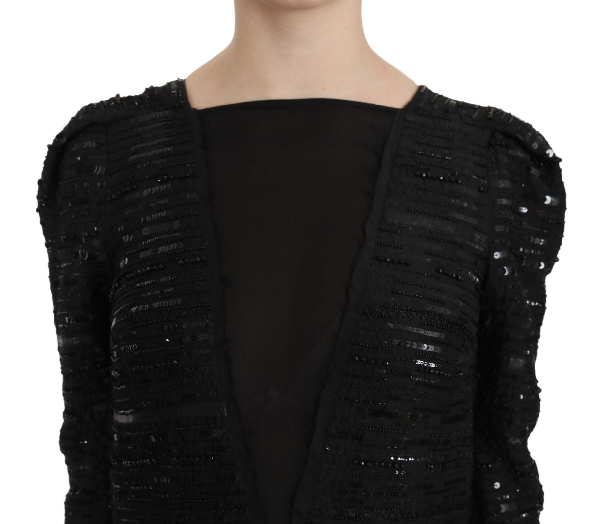John Richmond Schwarzes Seidenkleid in voller Länge mit Pailletten