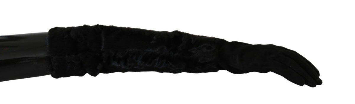 Dolce & Gabbana Schwarze Ellenbogenlange Fäustlinge aus Wildleder