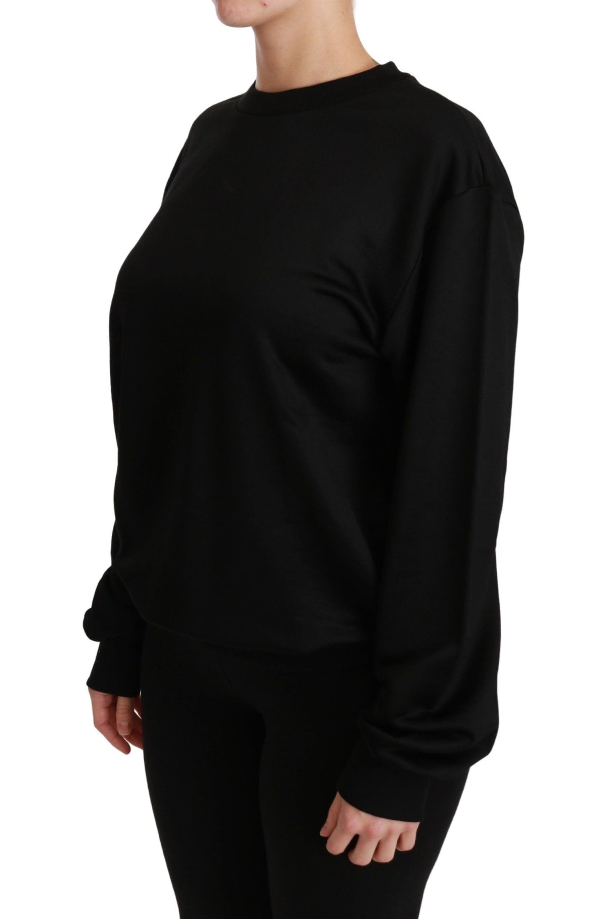 Dolce & Gabbana Schwarzer Pullover aus Baumwolle mit Rundhalsausschnitt