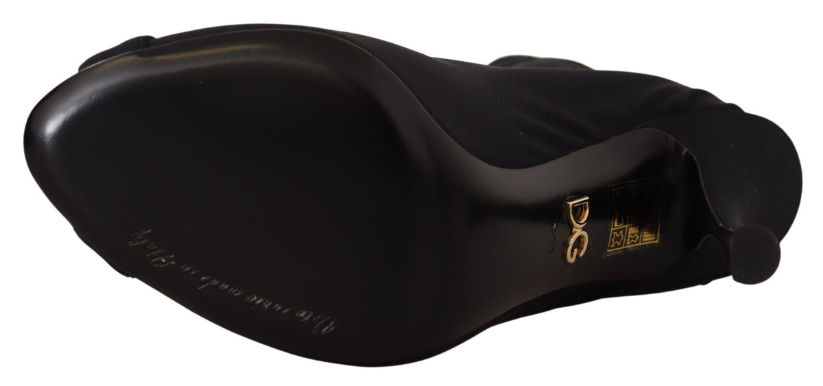 Dolce & Gabbana Schwarze kurze Stretch-Stiefel Schuhe