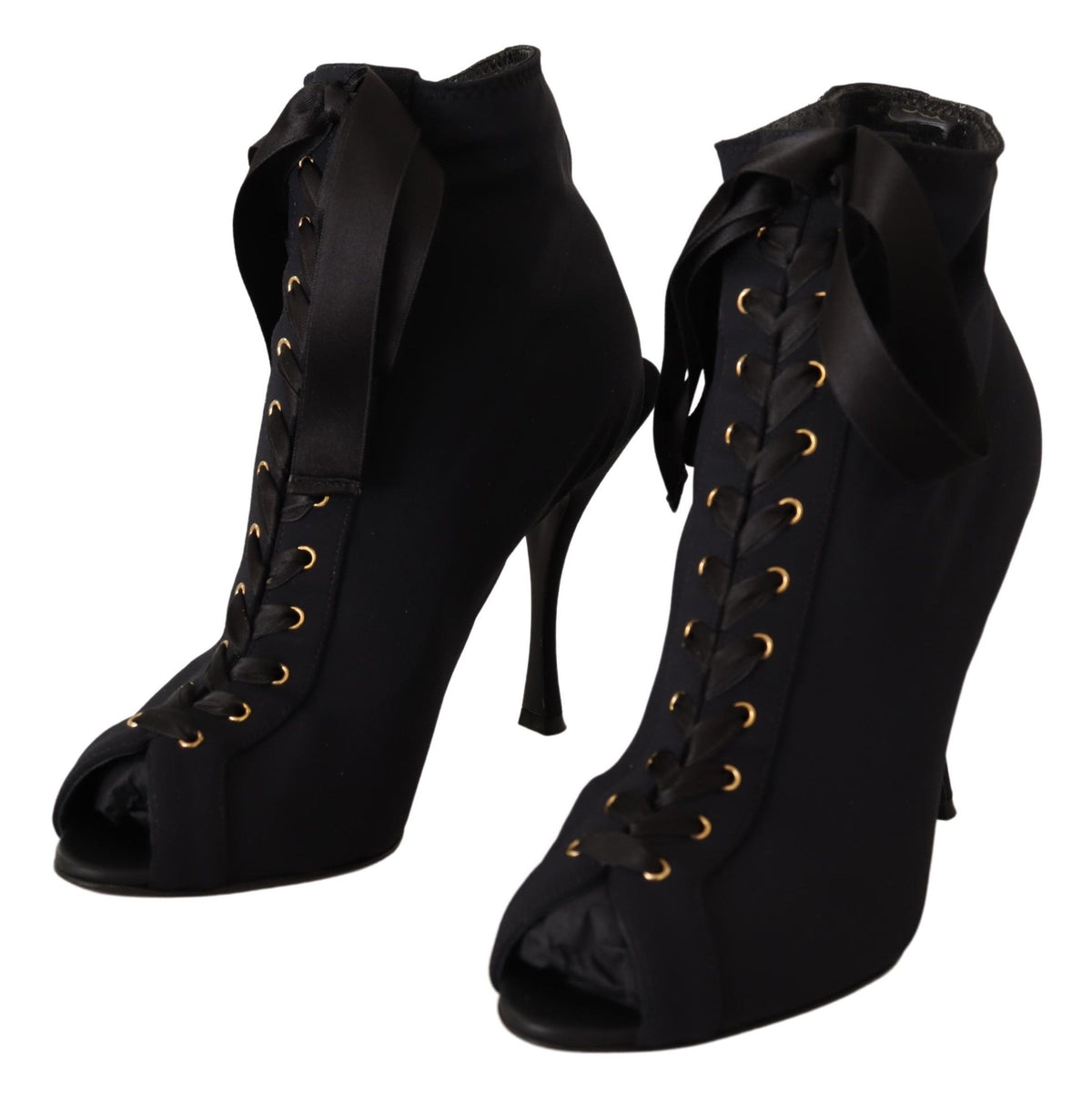 Dolce & Gabbana Schwarze kurze Stretch-Stiefel Schuhe