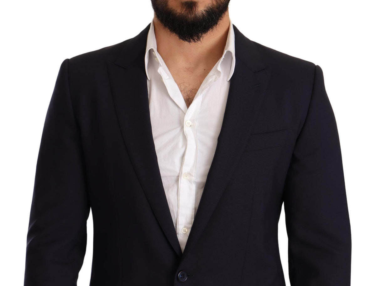 Dolce & Gabbana Marineblauer schmal geschnittener MARTINI Blazer aus Wolle