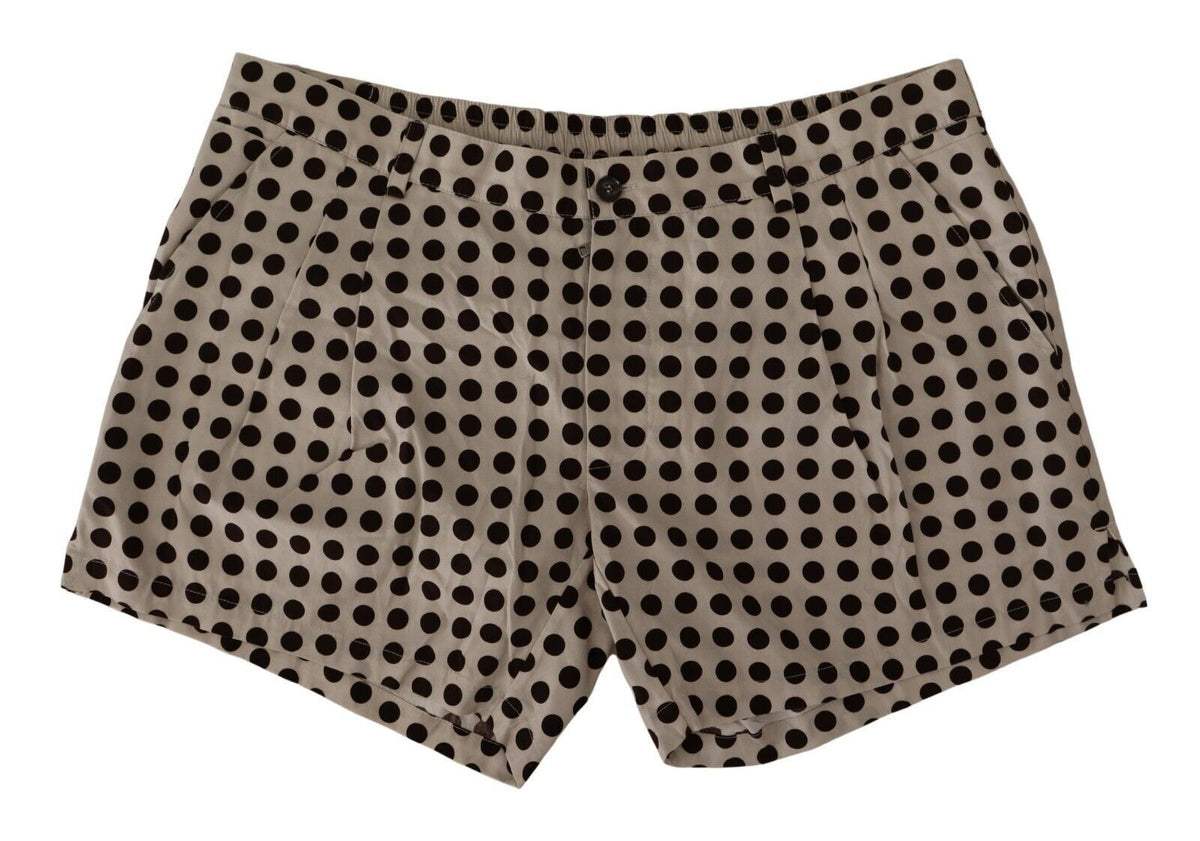 Dolce & Gabbana Schwarz-weiß gepunktete Baumwoll-Leinen-Shorts