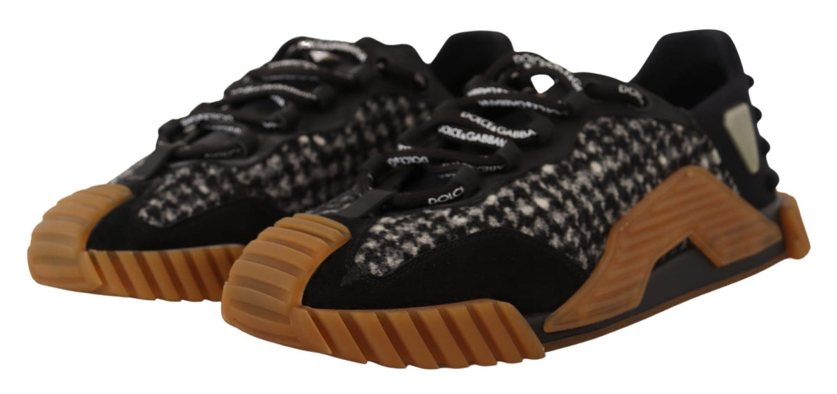 Dolce & Gabbana Schwarz Weiß Stoff Lace Up NS1 Turnschuhe