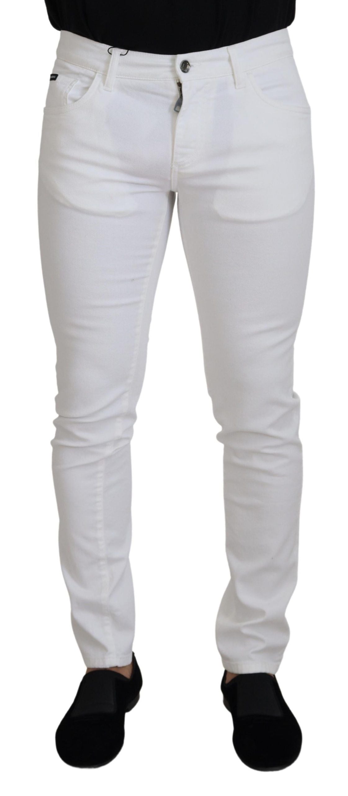 Dolce & Gabbana Weiße Slim Skinny Stretch-Baumwoll-Denim-Jeans