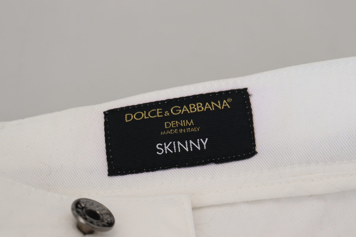 Dolce & Gabbana Weiße Slim Skinny Stretch-Baumwoll-Denim-Jeans