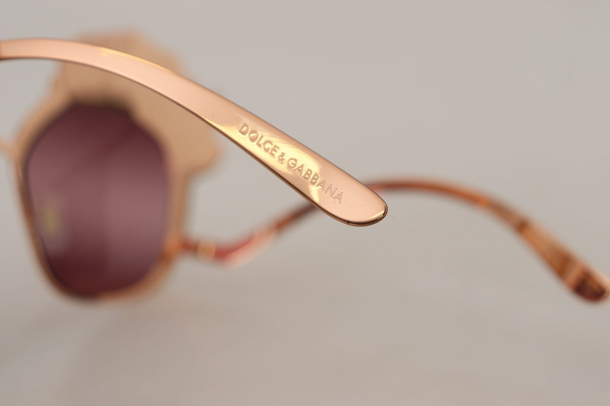 Dolce & Gabbana Rosa Gold Rose Paillettenstickerei DG2202 Sonnenbrille