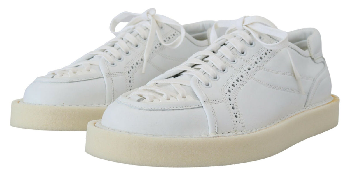 Dolce & Gabbana Weiß Leder Low Top Oxford Turnschuhe Freizeitschuhe