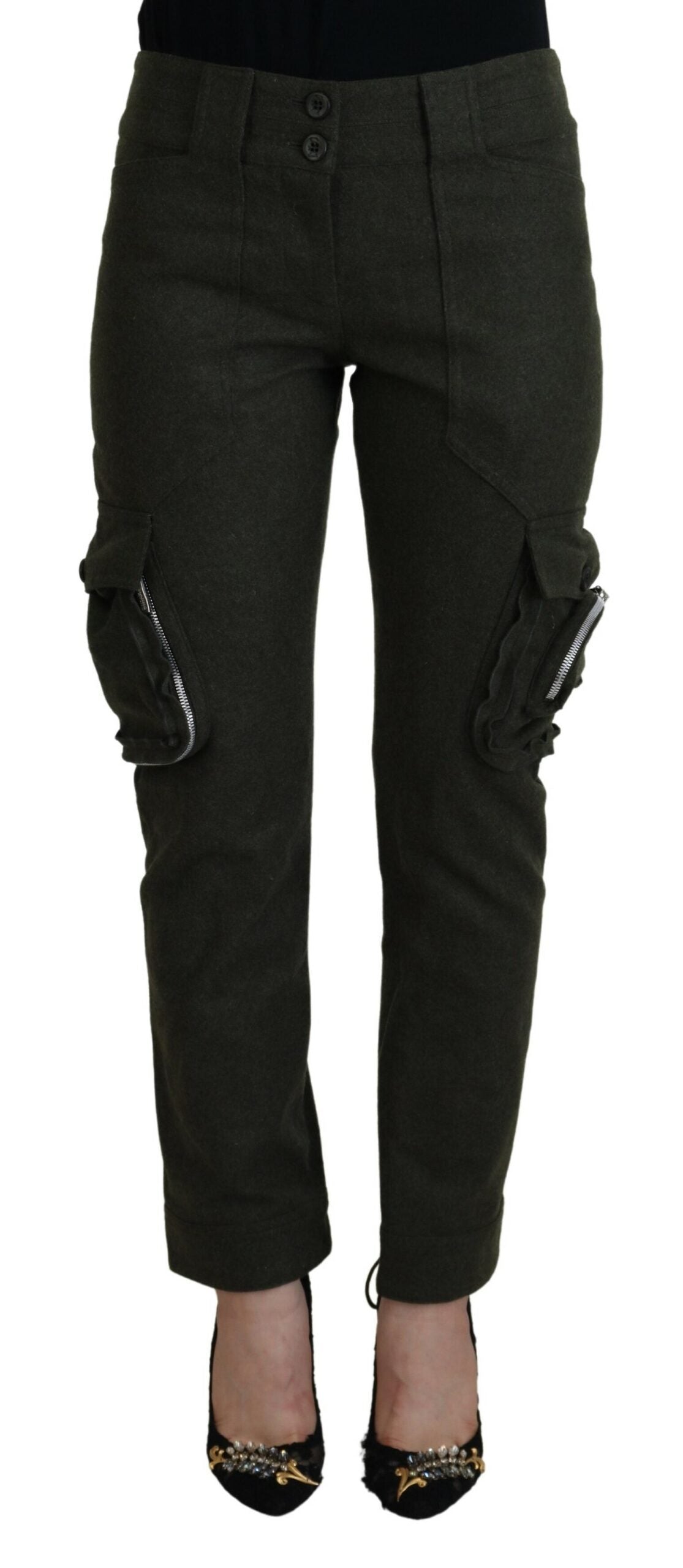 Ermanno Scervino Grüne Lace Up Leg Frauen Tapered Pants