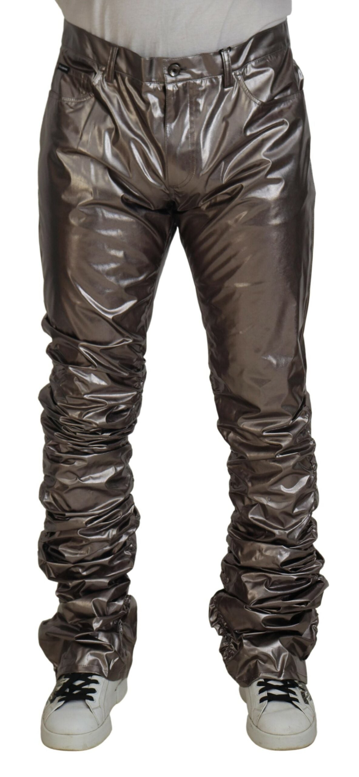 Dolce & Gabbana Silberne Metallic-Nylon-Stretch-Hose