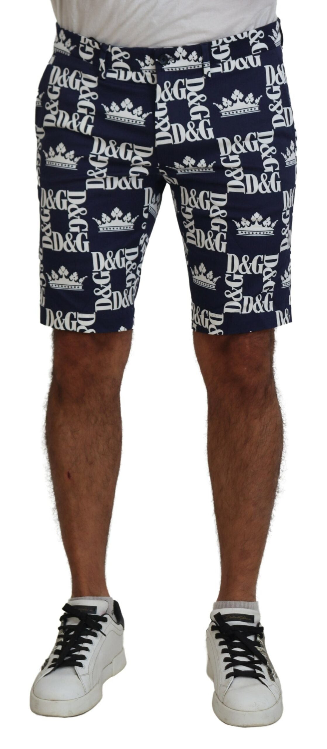 Dolce & Gabbana Blaue Chinos aus Baumwolle mit Logodruck Shorts