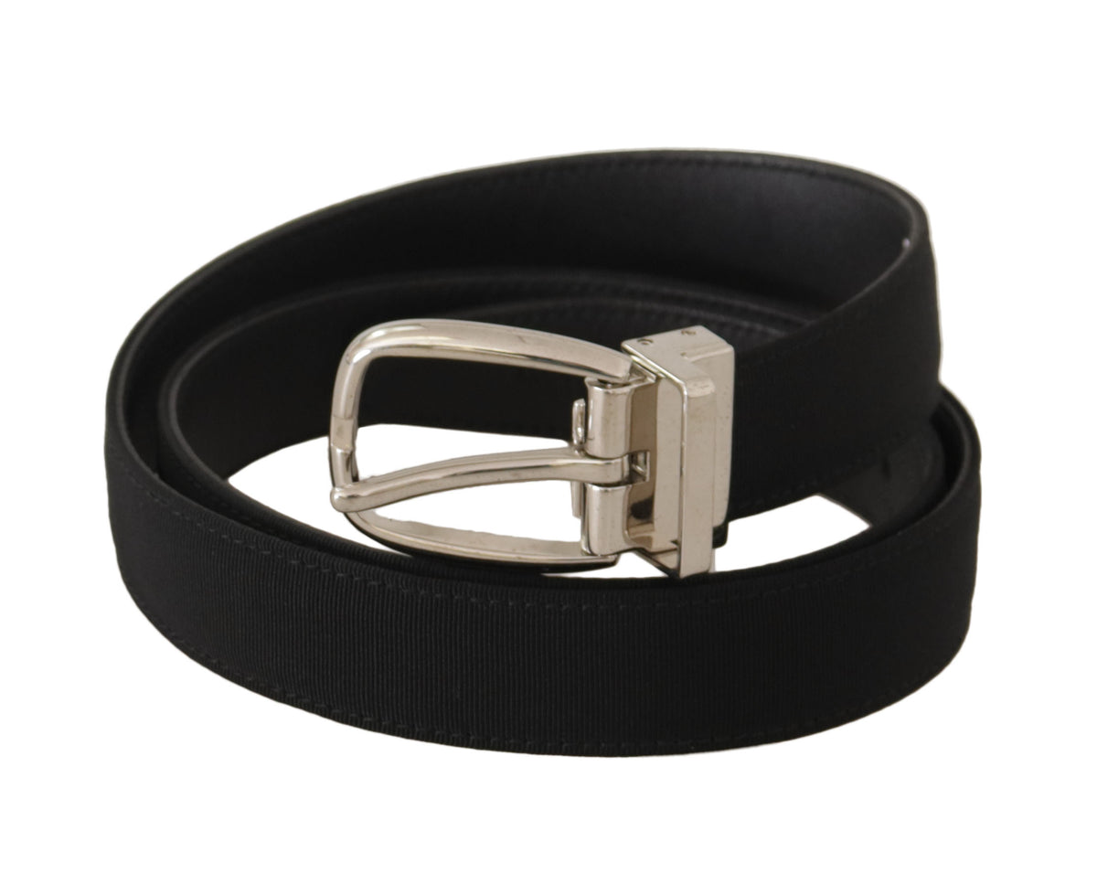 Dolce & Gabbana Gürtel Schwarzes Kalbsleder Silberfarbene Metallschnalle