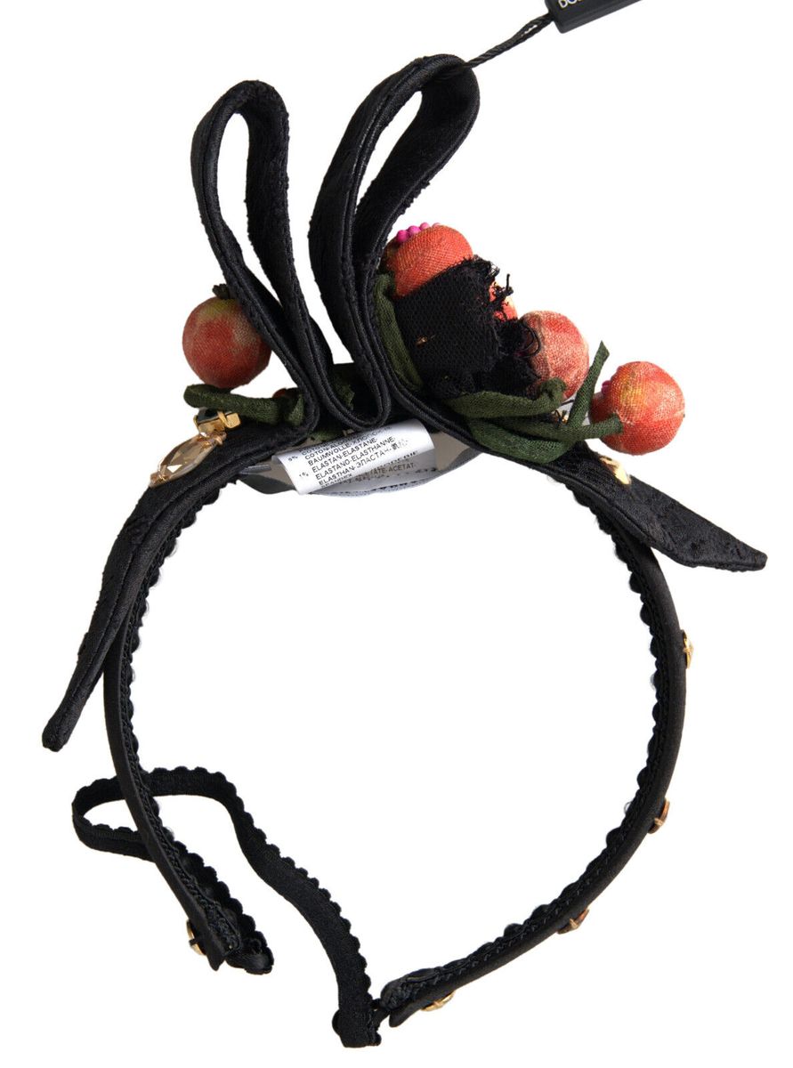 Dolce & Gabbana Schwarz mit multicolor Feigenfrucht Kristall Diadem Stirnband