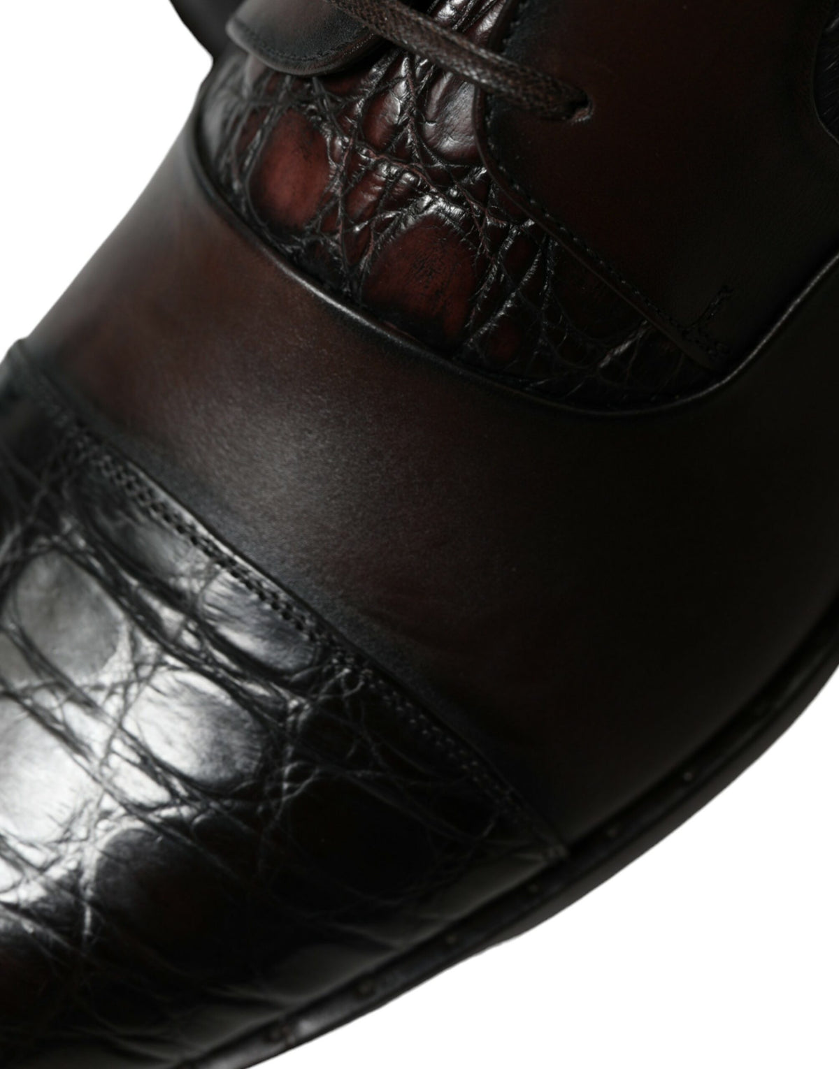 Dolce & Gabbana Braunes Exotisches Leder Formelle Herren Anzugschuhe