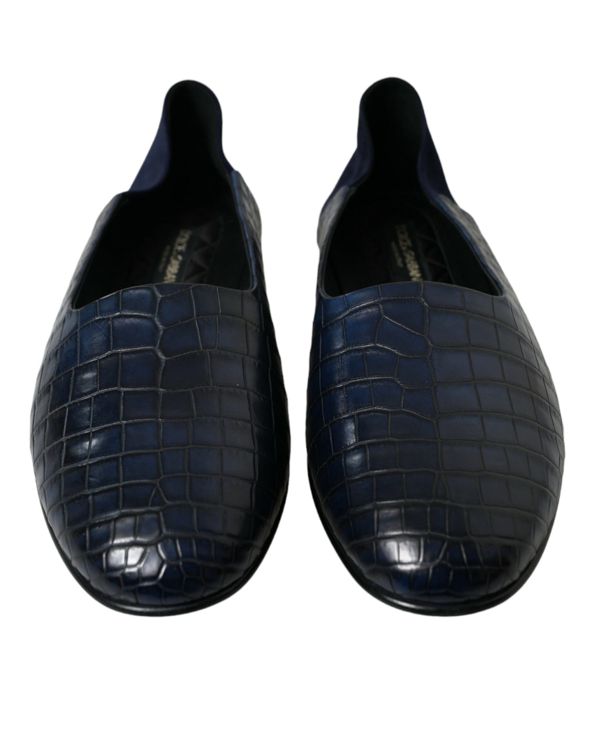 Dolce & Gabbana Blaue Krokodilleder Loafer Slip On Schuhe