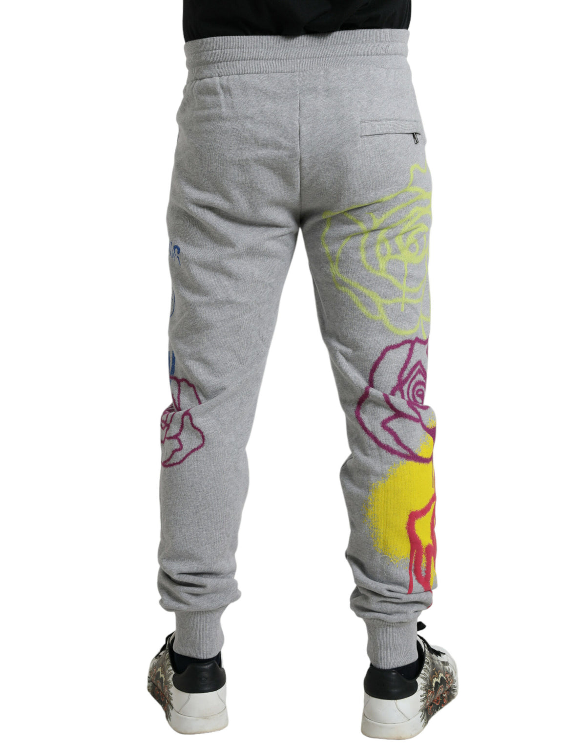 Dolce & Gabbana Graue Baumwoll-Graffiti-Sweatpants Jogger-Hose