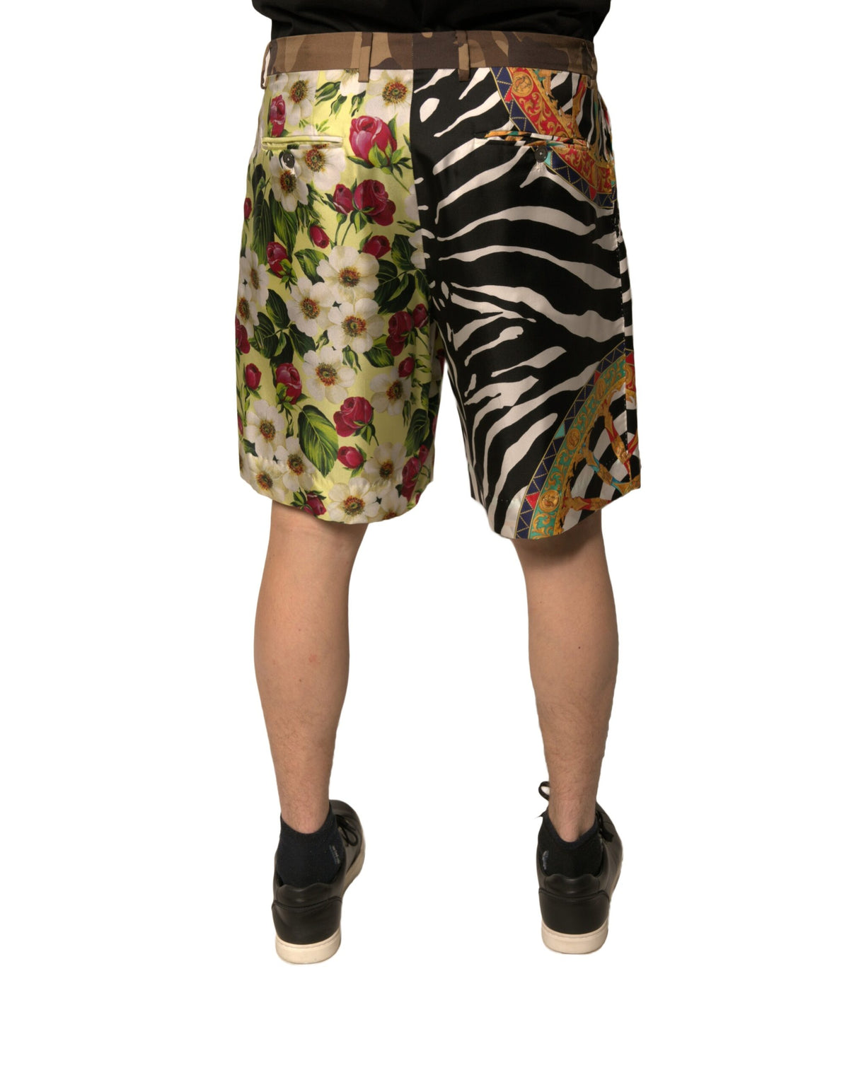 Dolce & Gabbana Multicolor Patchwork Seide Männer Chino Shorts