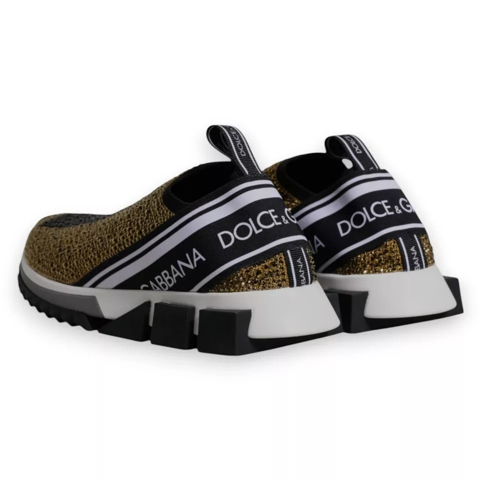 Dolce & Gabbana Gold Strass Sorrento Turnschuhe Schuhe